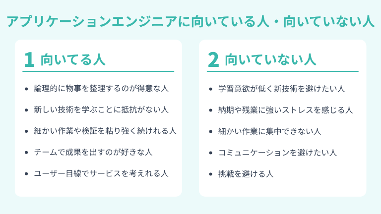 アプリケーションエンジニアに向いている人・向いていない人