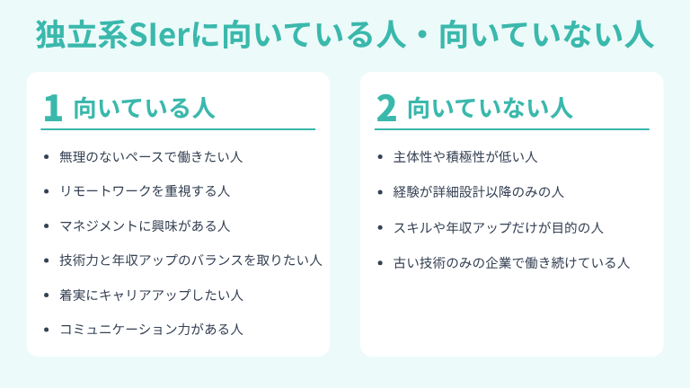 独立系SIerに向いている人・向いていない人
